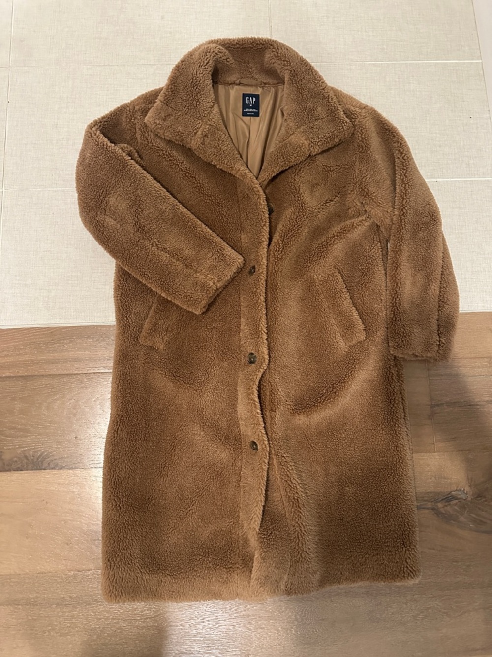 GAP Women's Teddy Faux Shearling Coat - Caramel Brown
